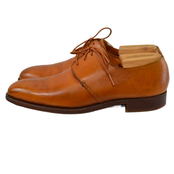 POLO RALPH LAUREN Benchmade in England by Crockett & Jones Light Brown Derby 8 D - Picture 5 of 12